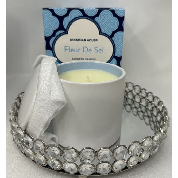 New Jonathan Adler Scented Candle Fleur De Sel 11 oz in Gift Box White with Lid - Picture 1 of 3